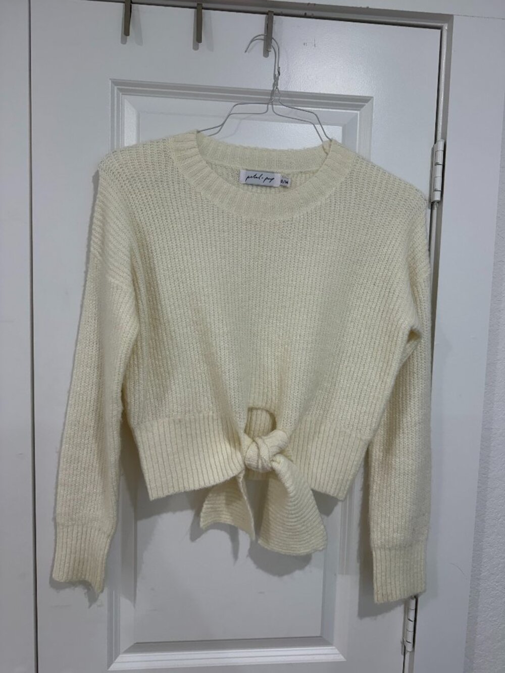 Petal & Pup Cream Tie Sweater